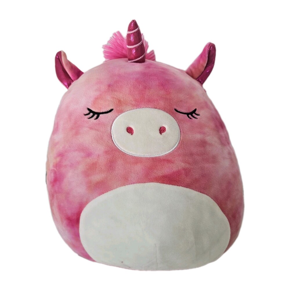 Squishmallows Large Pink Cotton Candy Swirl Unicorn, closed eyes